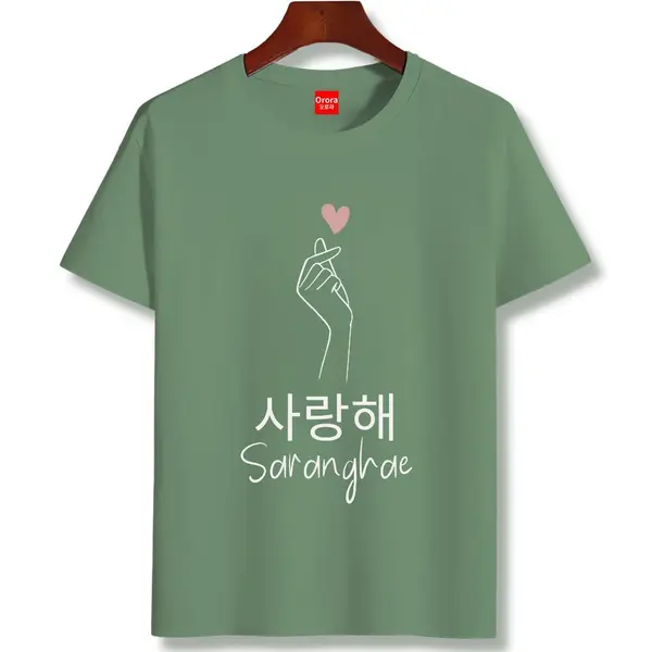 Orora Kaos Korea Wanita Saranghae - Love Finger Heart ORKL 11